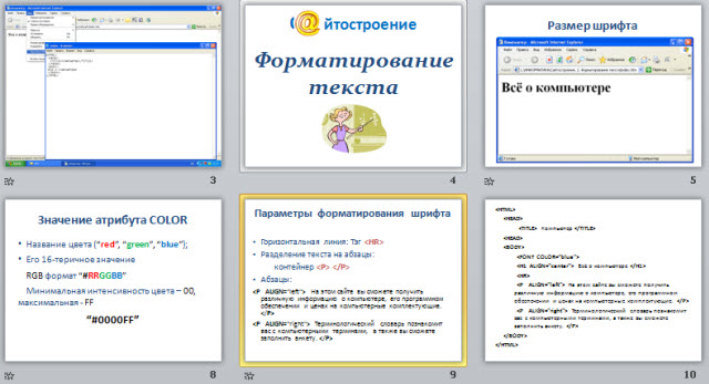 урок по информатике форматирование текста