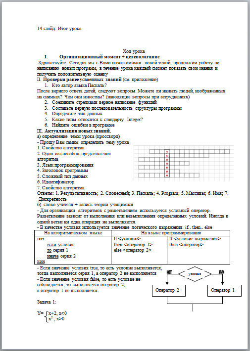 Программирование условий. Условный оператор