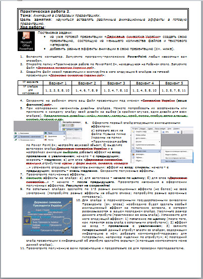 Описание практических работ по PowerPoint с примерами готовых презентаций