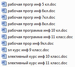 Рабочие программы по информатике