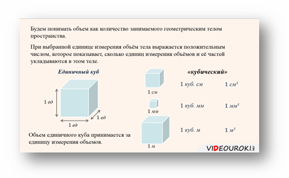  Видеоурок "Понятие объема" 