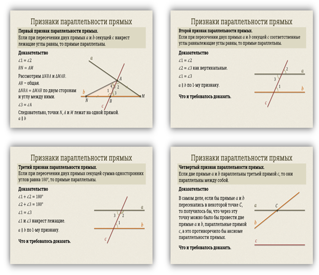 Геометрия 7 класс признаки параллельности