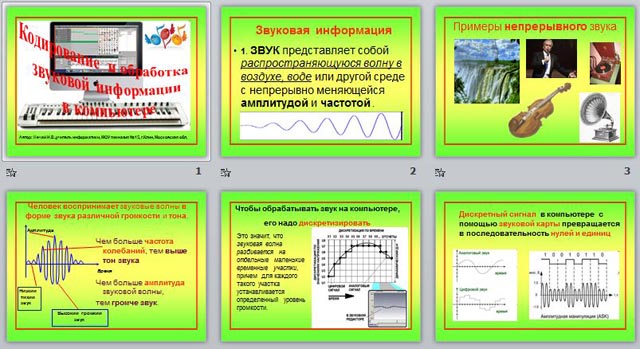 Презентация Кодирование и обработка звуковой информации на компьютере