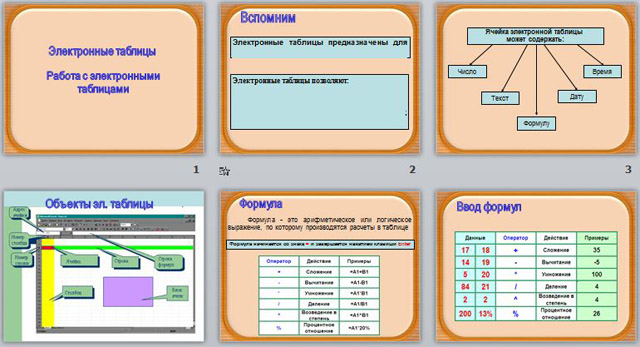 Работа с электронными таблицами презентация