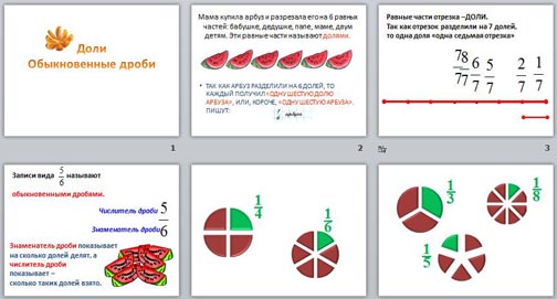 Презентация Доли. Обыкновенные дроби