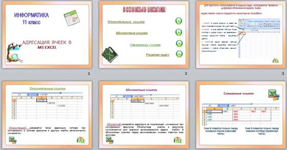 Адресация ячеек в электронных таблицах презентация