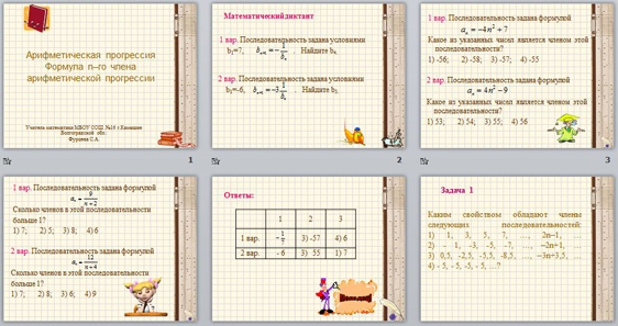 Презентация Арифметическая прогрессия