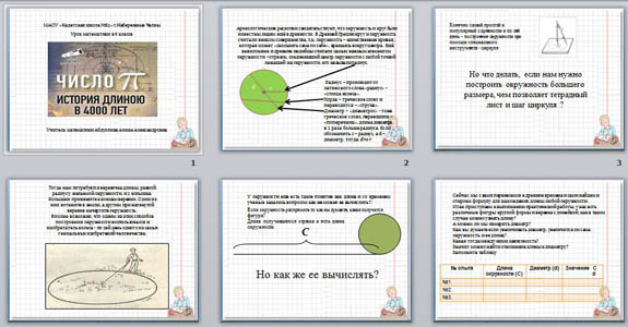 Презентация Длина окружности. Число π