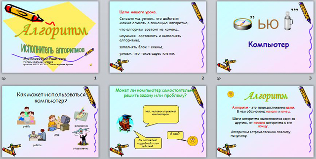 презентация алгоритм. исполнитель алгоритмов
