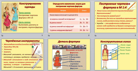 Презентация Построение чертежа фартука