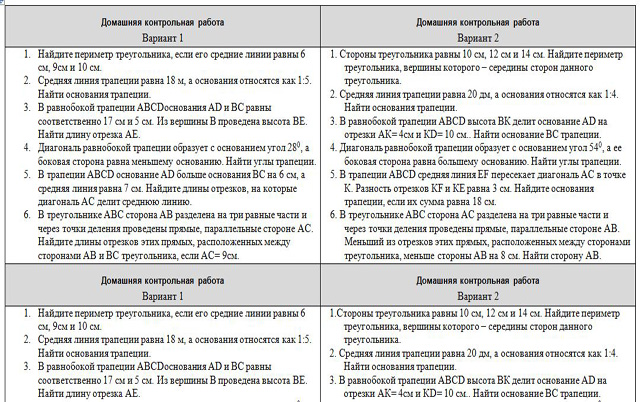 фрагмент домашней контрольной работы по геометрии