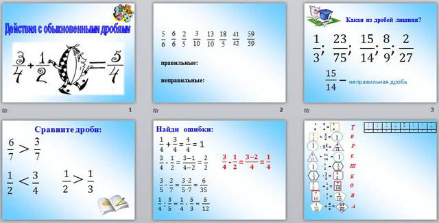 презентация действия с обыкновенными дробями