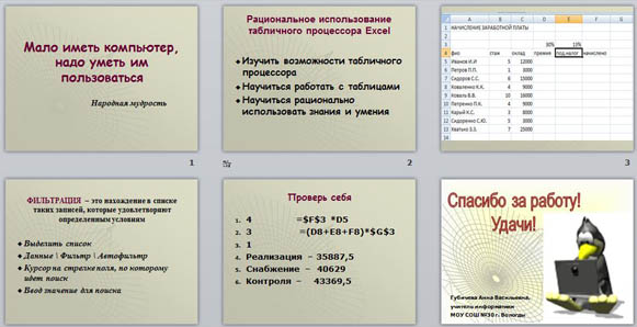 Презентация Рациональное использование табличного процессора MS Excel