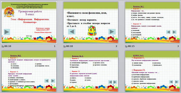 Презентация проверочная работа по информатике