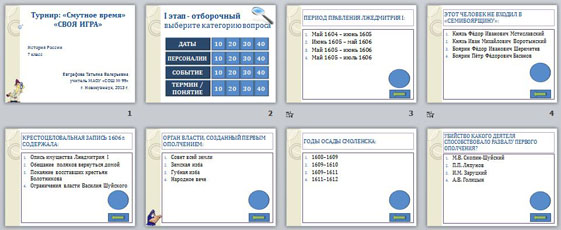 Презентация Турнир по истории Смутное время