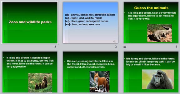 презентация «Зоопарки и парки дикой природы» (английский язык)