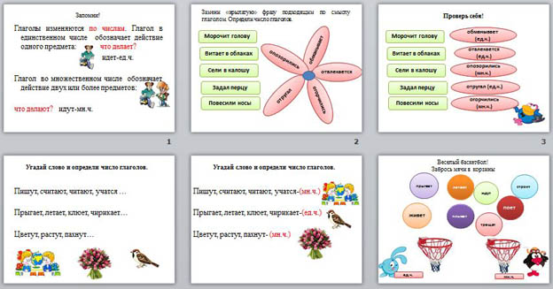 Единственное и множественное число глаголов карточка. Изменение глаголов по числам.конспект урока 3 класс.