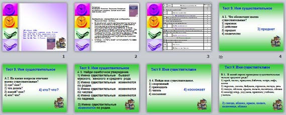 презентация тест по русскому языку части речи