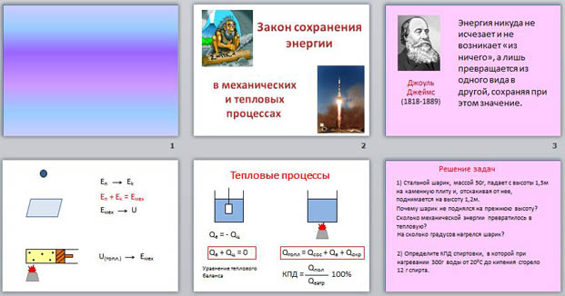 Энергия в тепловых процессах