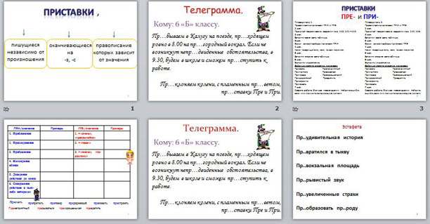 презентация правописание приставок при, пре