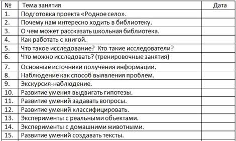 Тематический план кружка Я - исследователь