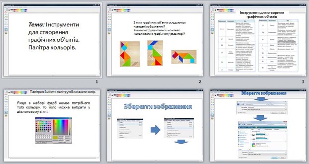 Презенатция Інструменти для створення графічних об’єктів. Палітра кольорів