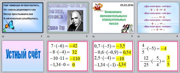 презентация Умножение и деление положительных и отрицательных чисел