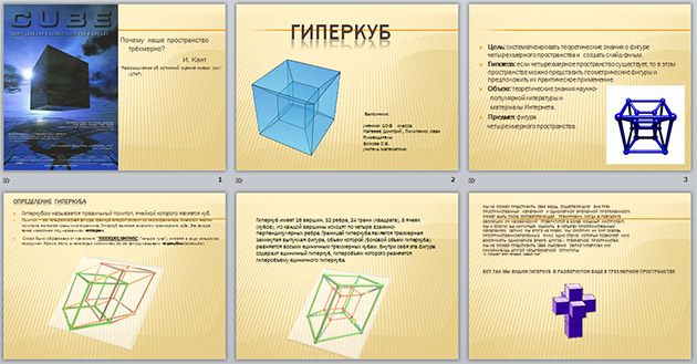 Презентация по математике Проектная работа: Гиперкуб