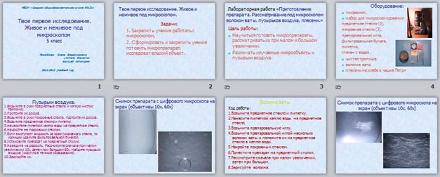 презентация Твое первое исследование. Живое и неживое под микроскопом