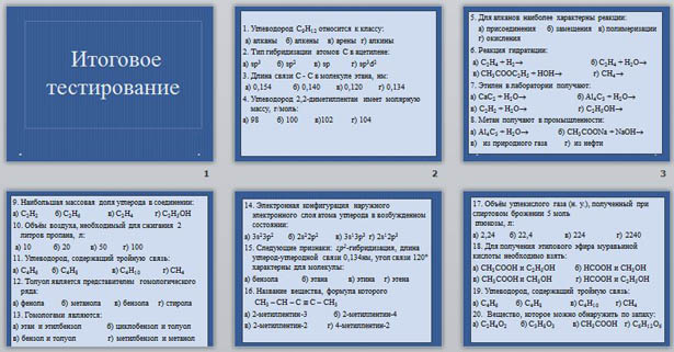 Итоговое тестирование по химии