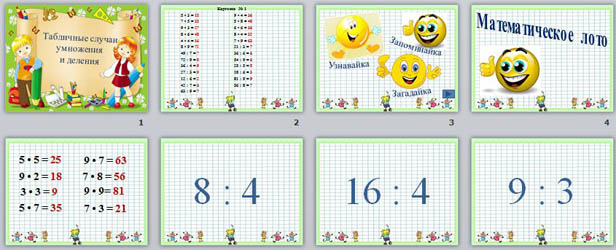 презентация к уроку математики по теме Табличные случаи умножения и деления