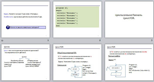 Цикл for презентация