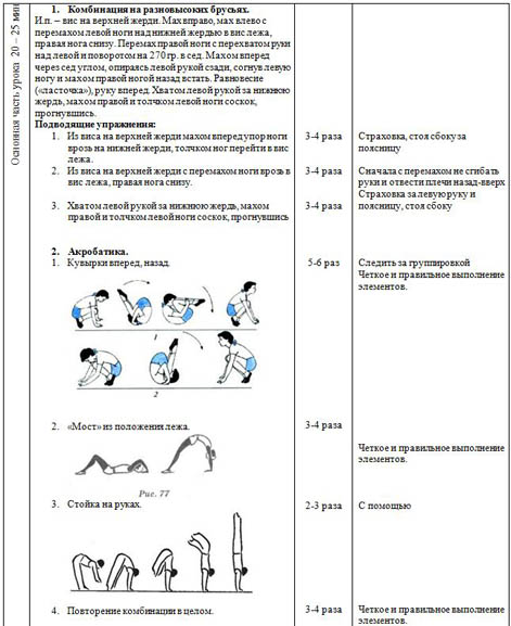 Конспект занятия по физкультуре