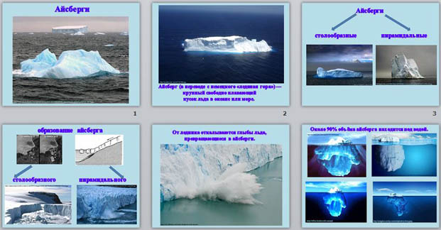 презентация по географии айсберги