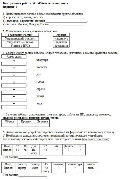 Контрольная Работа По Информатике 6 Класс Беларусь