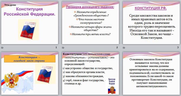 Презентация по обществознанию Конституция РФ