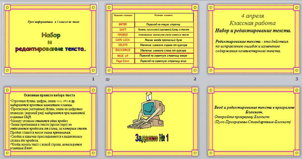 Презентация по информатике Набор и редактирование текста