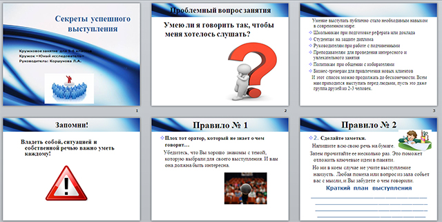 Конспект и презентация урока по обществознанию на тему Секреты успешного выступления