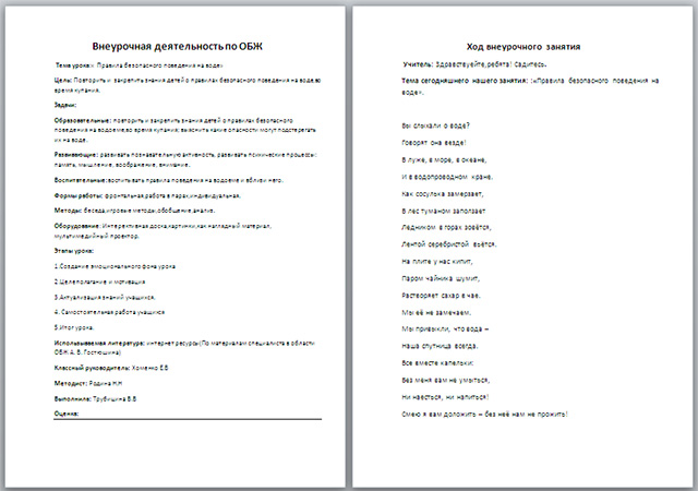 Материал на тему Правила поведения на воде