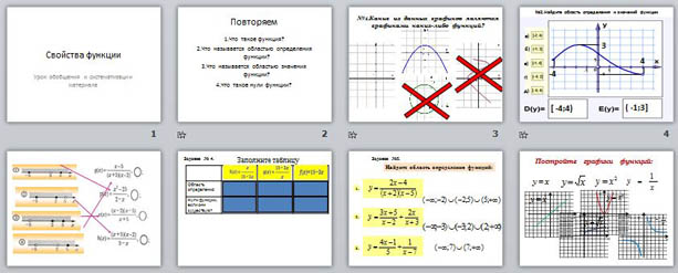 презентация по алгебре Свойства функций