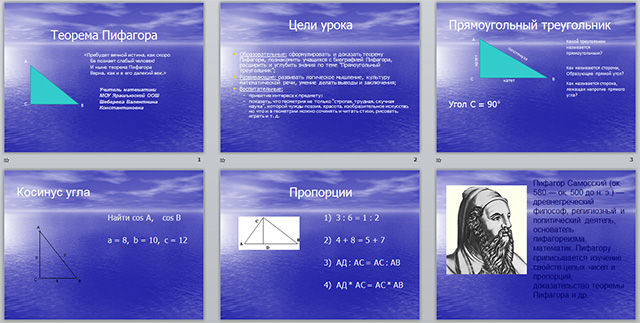 Разработка и презентация урока по математике по теме Терема Пифагора