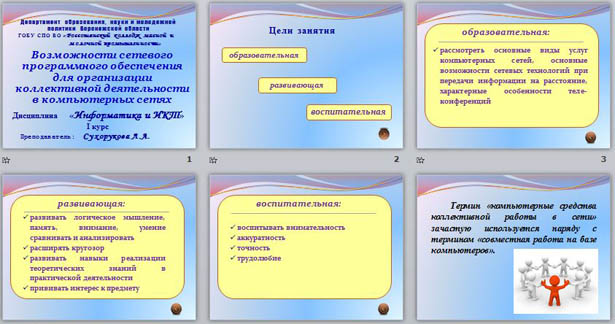 Презентация возможности сетевого программного обеспечения для организации коллективной деятельности
