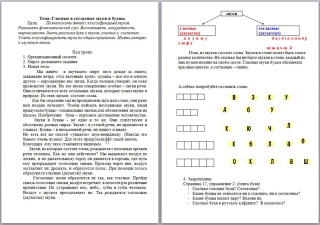 Урок русского языка на тему: Гласные и согласные звуки и буквы