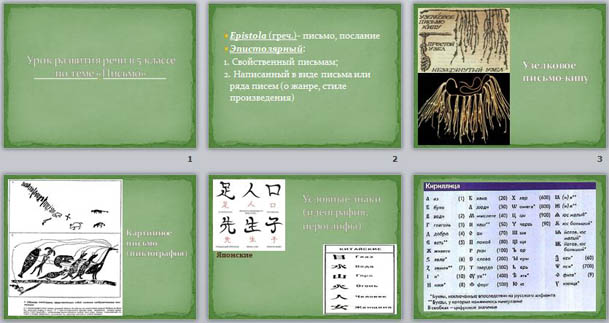Разработка урока по развитию речи Письмо