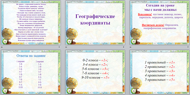 Разработка и презентация урока по географии  Географические координаты