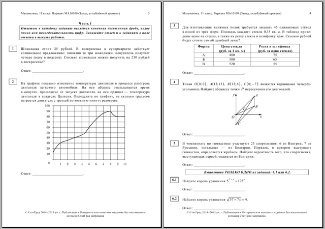 Материал по математике Задания ЕГЭ по математике 2015 год