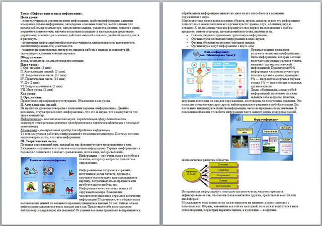 Урок информатики Информация и виды информации