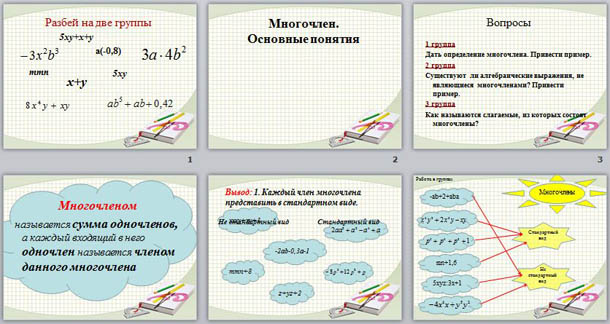 Презентация по математике Многочлены. Основные понятия