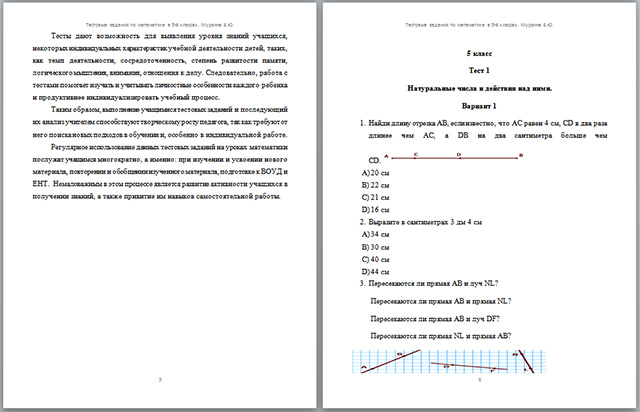 Тестовые задания по математике в 5-6 классах