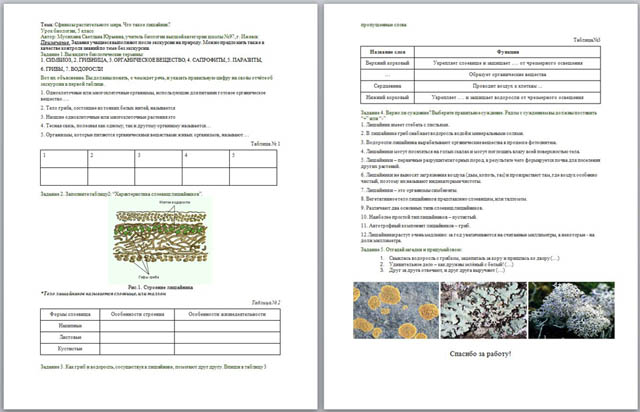 Задания по биологии Сфинксы растительного мира-лишайники